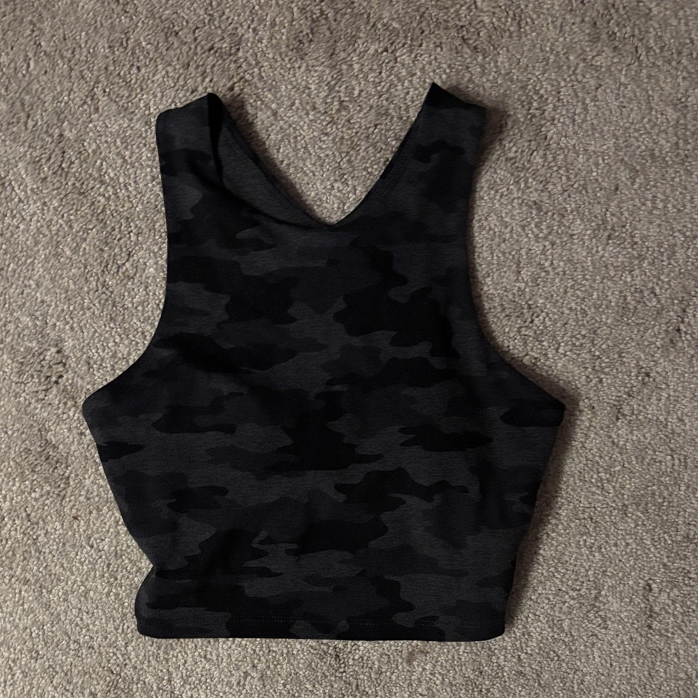 Black Camouflage Women's Top with built in bra